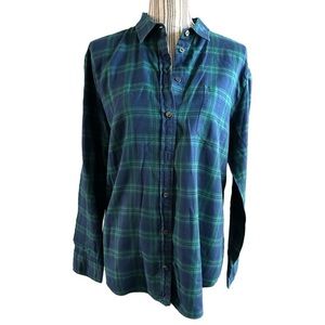 Blue and Green Plaid Button-Up Shirt JCrew boy fit large long sleeve